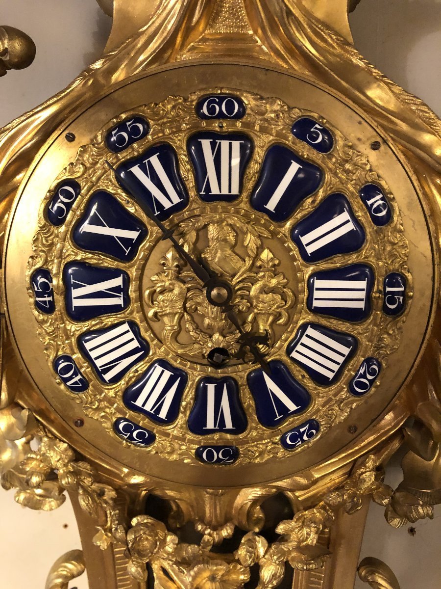 Grand cartel d'applique Louis XVI en bronze doré H 90cm-photo-6