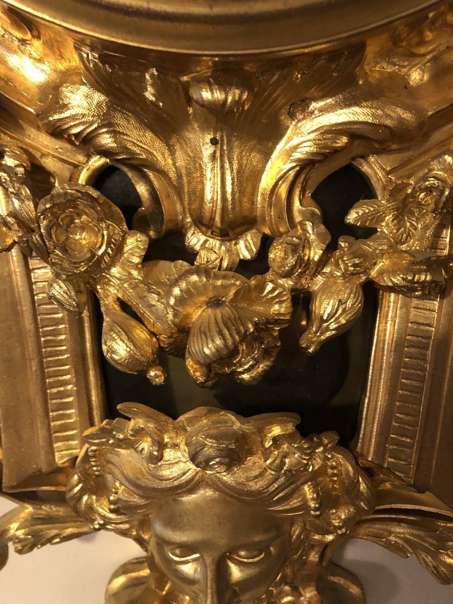 Grand cartel d'applique Louis XVI en bronze doré H 90cm-photo-7