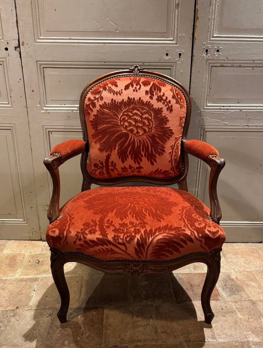 Pair Of Louis XV Style Armchairs With Queen Backs-photo-2