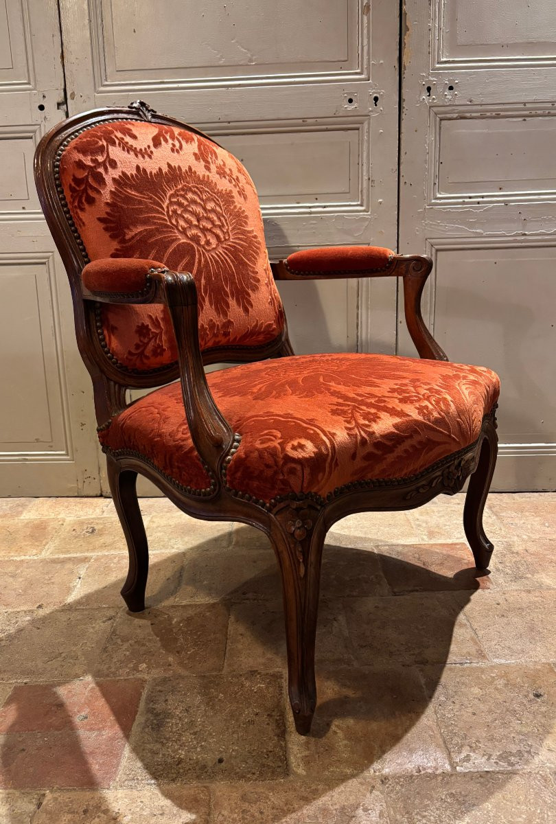 Pair Of Louis XV Style Armchairs With Queen Backs-photo-4