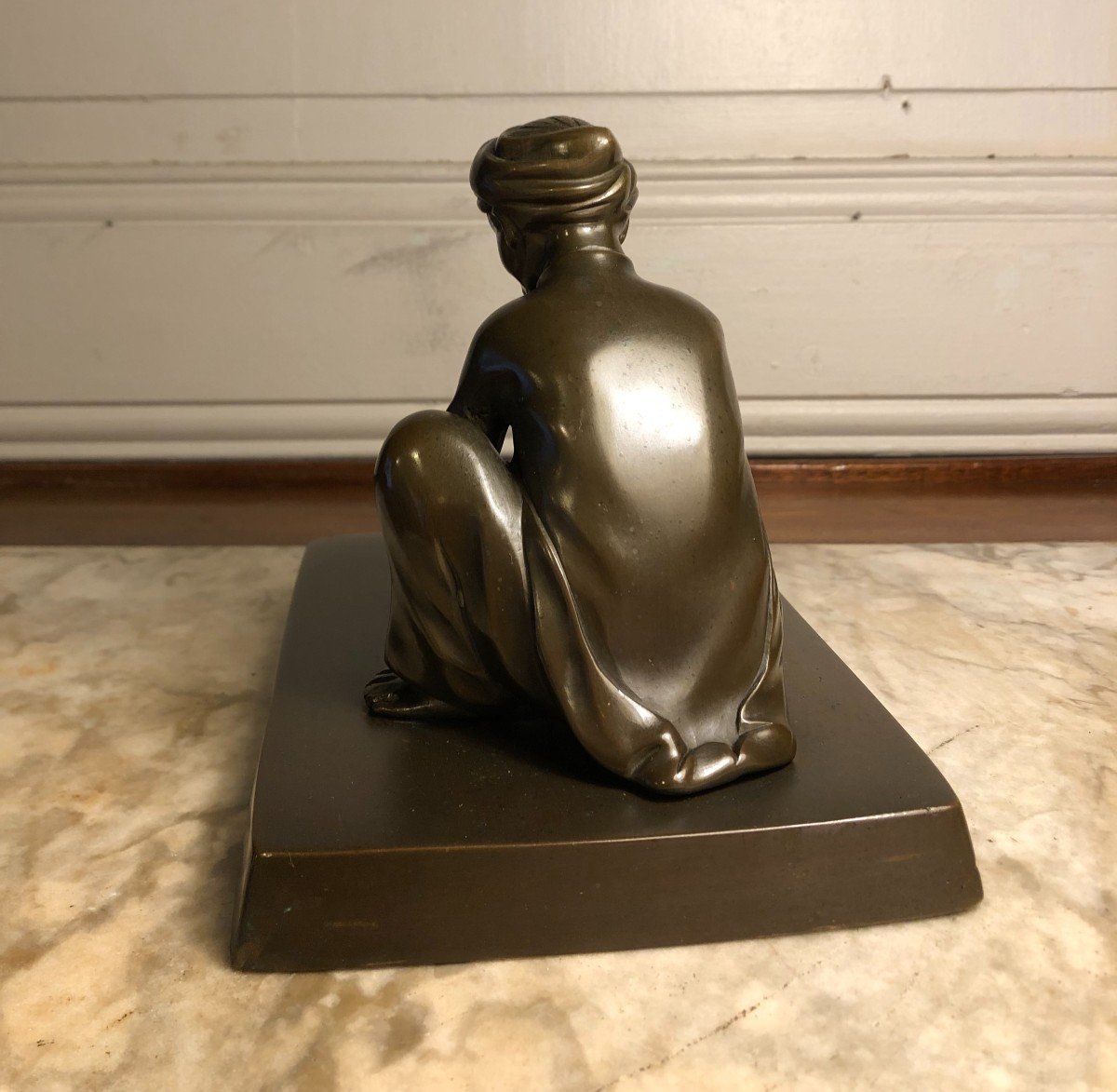 scribe" Bronze à Patine Brune Asie XIX° Siècle-photo-1