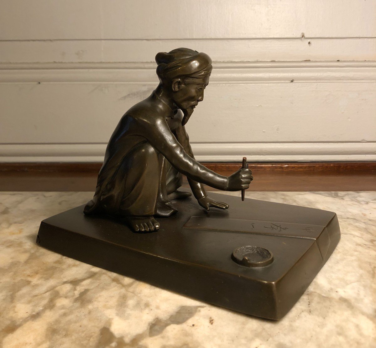 scribe" Bronze à Patine Brune Asie XIX° Siècle-photo-2