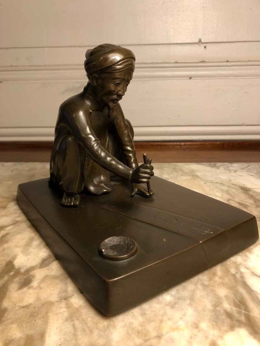 scribe" Bronze à Patine Brune Asie XIX° Siècle-photo-6