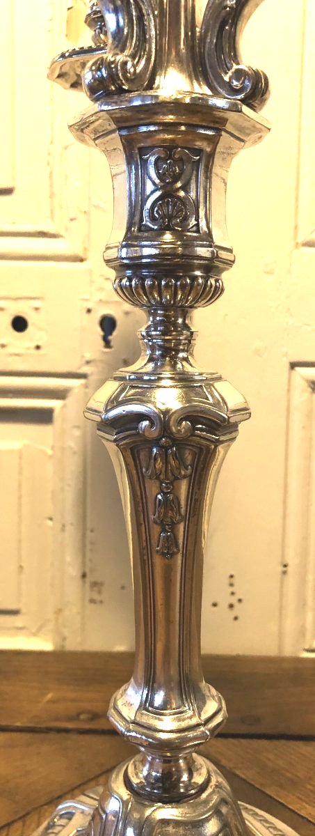 Victor Saglier Paire de chandeliers style Louis XIV Régence-photo-4