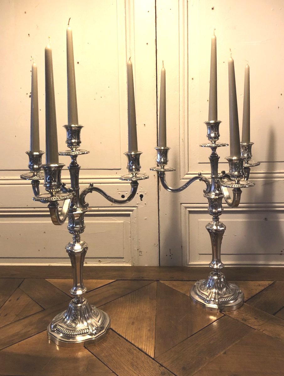 Victor Saglier Paire de chandeliers style Louis XIV Régence-photo-8