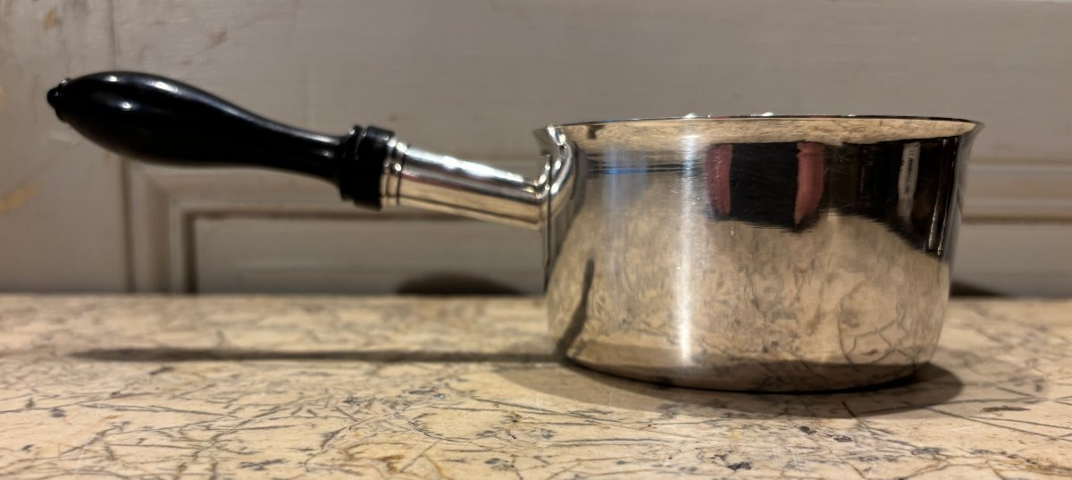 Solid Silver And Ebony Saucepan With Pouring Spout-photo-2