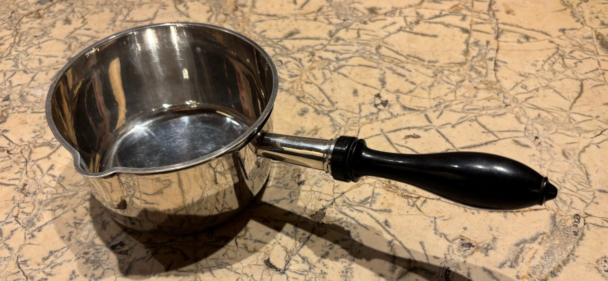 Solid Silver And Ebony Saucepan With Pouring Spout-photo-3