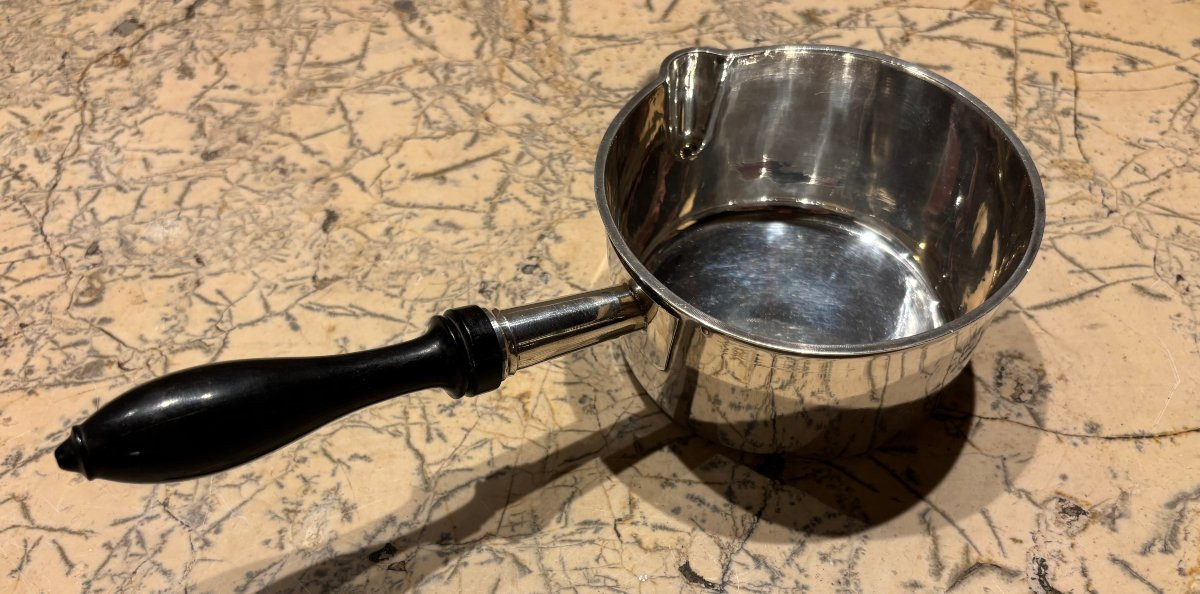 Solid Silver And Ebony Saucepan With Pouring Spout-photo-4