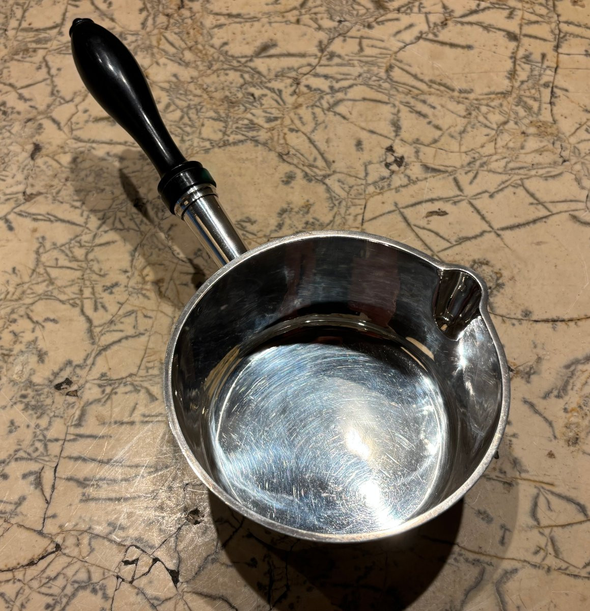Solid Silver And Ebony Saucepan With Pouring Spout-photo-1