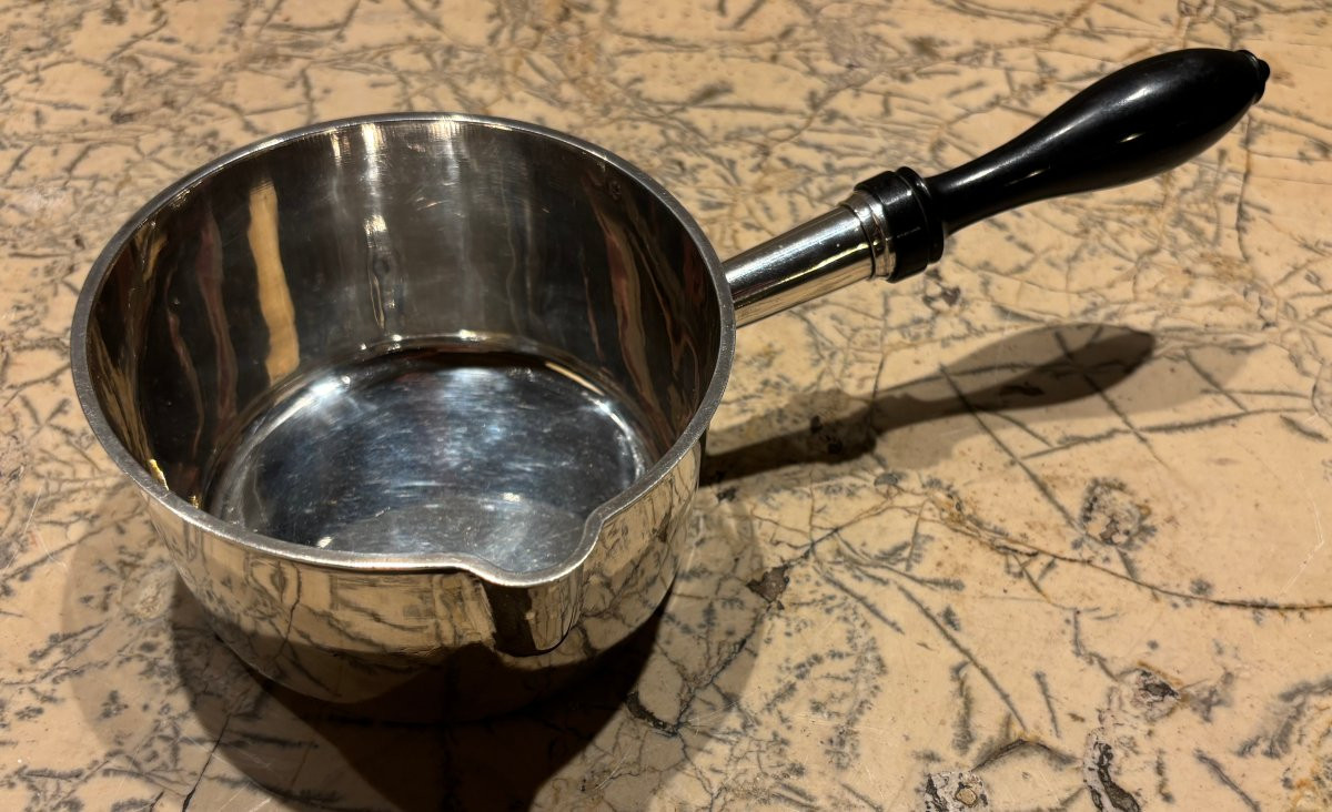 Solid Silver And Ebony Saucepan With Pouring Spout-photo-5