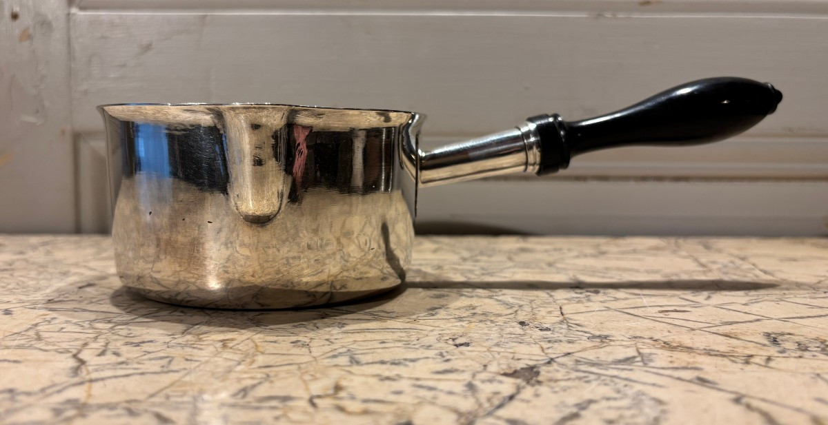 Solid Silver And Ebony Saucepan With Pouring Spout