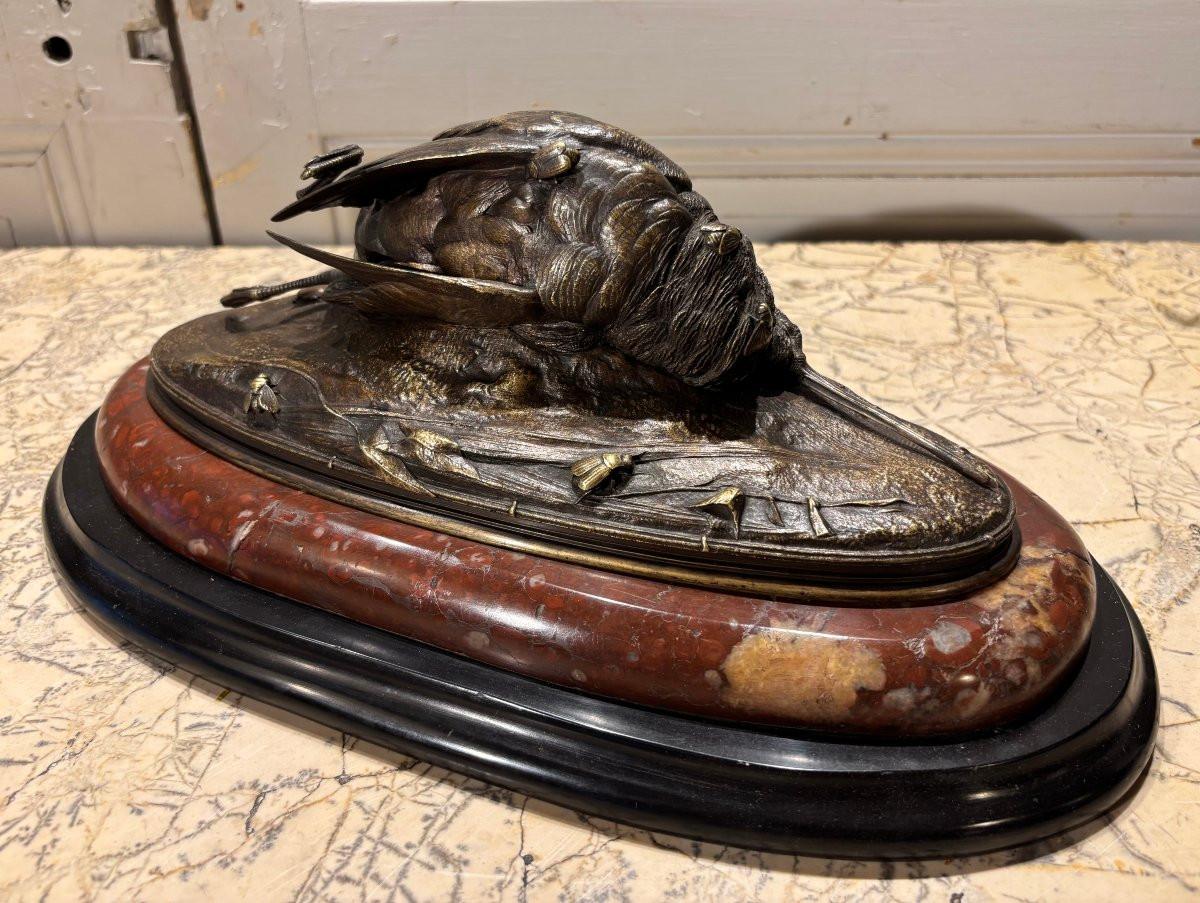 Auguste Cain "bécasse morte" bronze XIX° siècle -photo-3