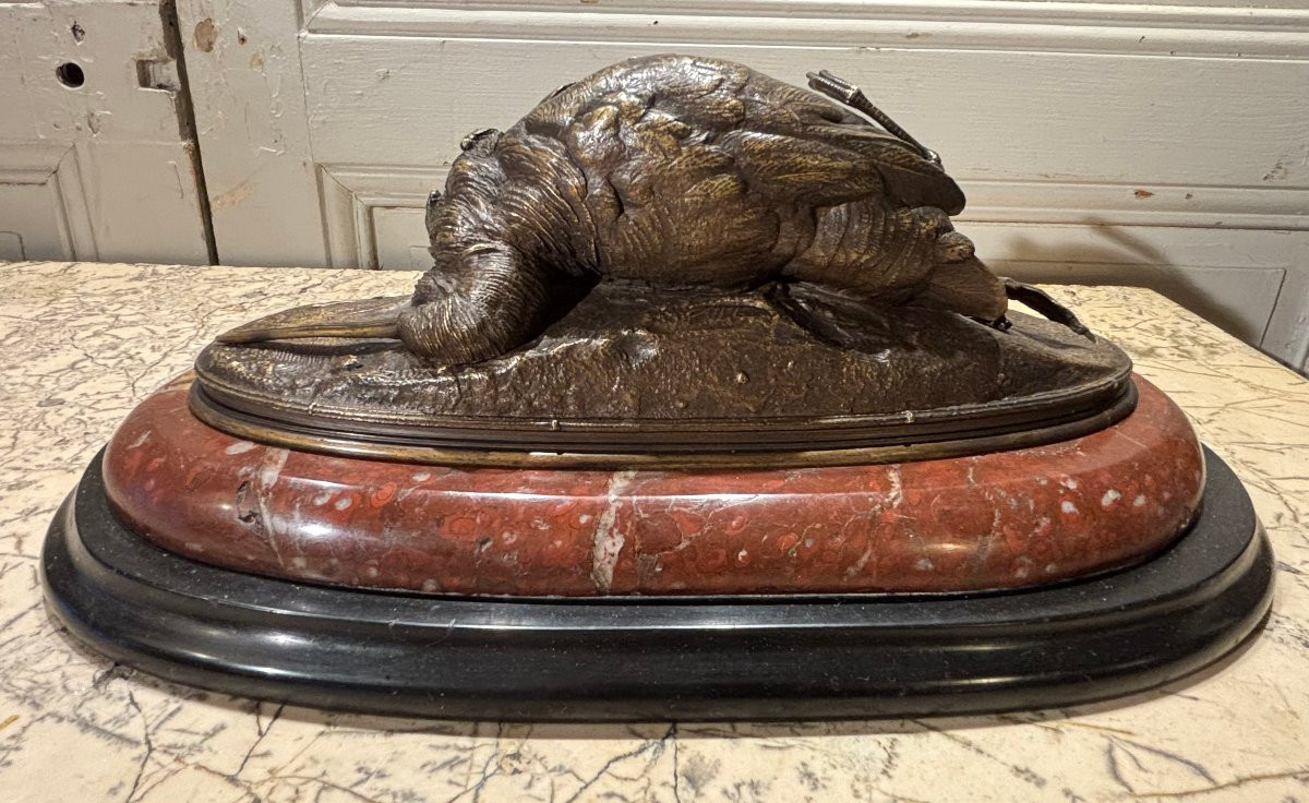 Auguste Cain "bécasse morte" bronze XIX° siècle -photo-4