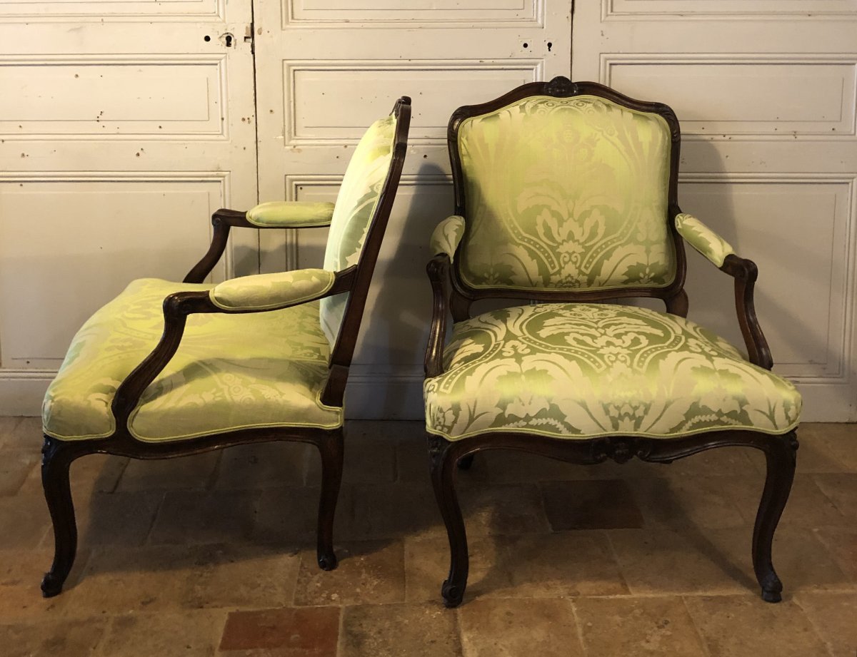 Paire de fauteuils à la reine Louis XV XVIII° siècle-photo-3