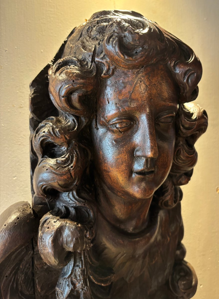 T&ecirc;te d'ange Louis XIV Baroque en noyer -photo-1