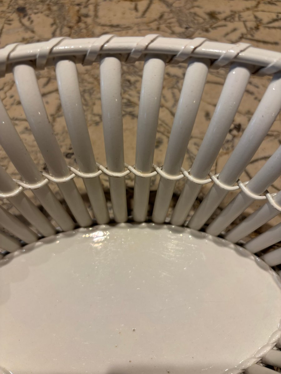 Creil Basket In Fine Earthenware Wickerwork 19th Century-photo-3