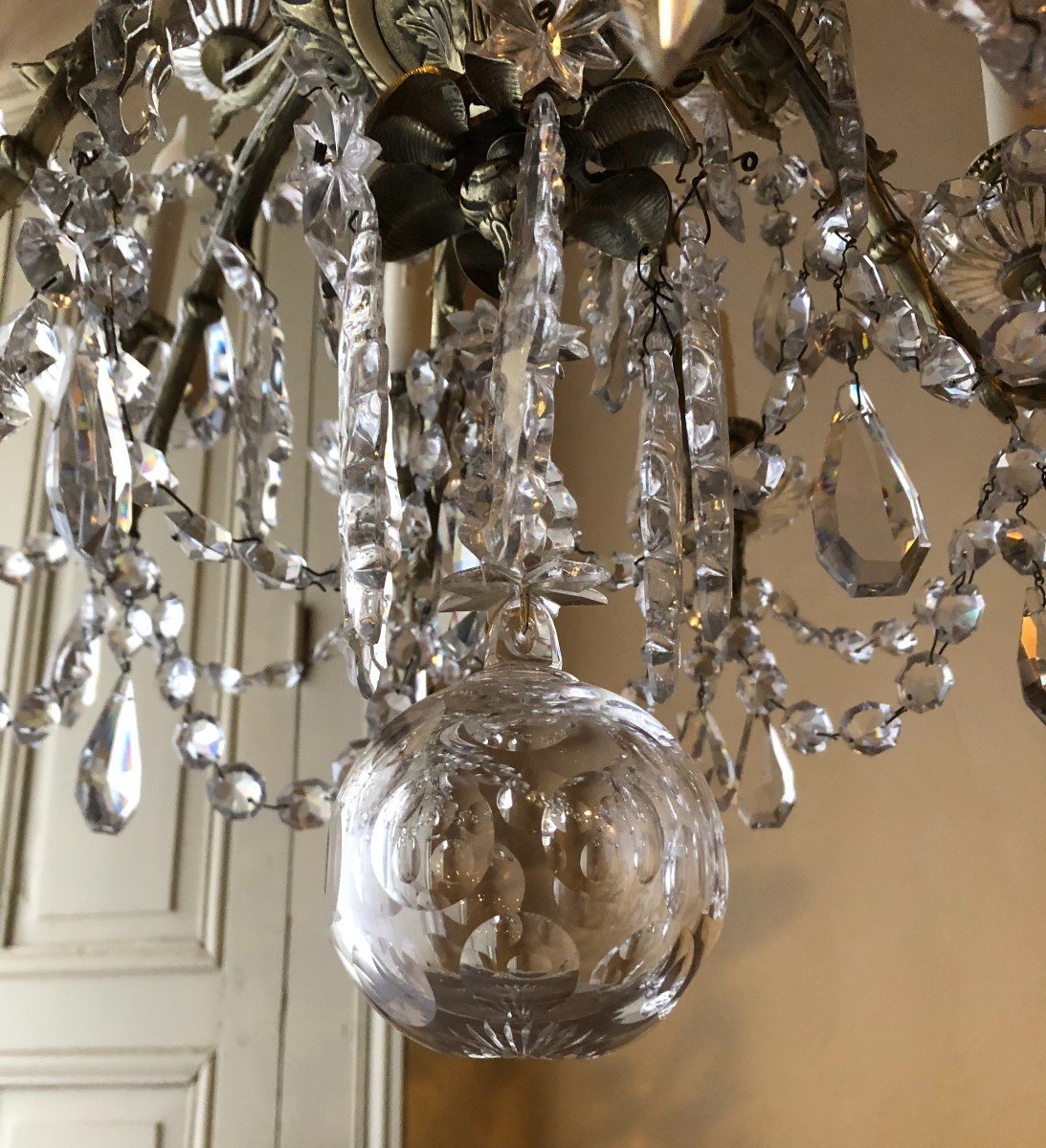 Lustre 18 Lumières En Bronze Et Cristal De Style Louis XV Napoléon III-photo-3