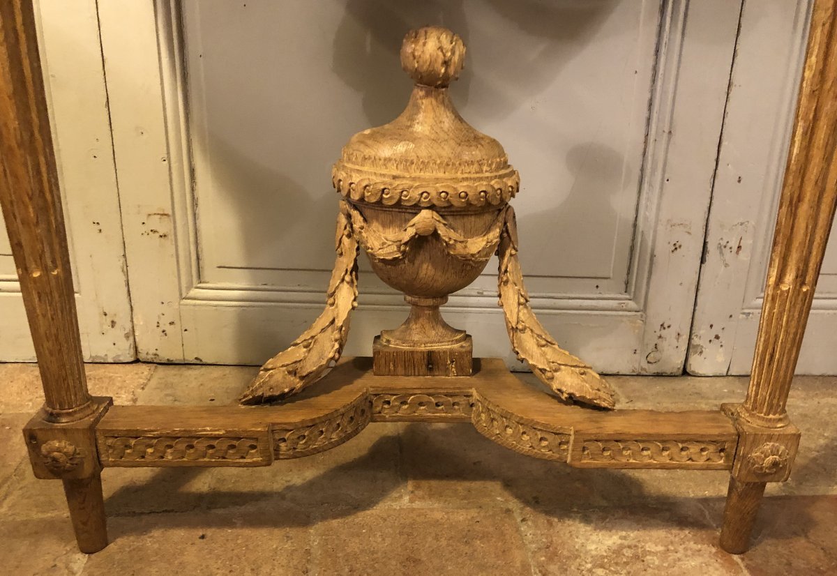 Console louis XVI en chêne sculpté et marbre rouge royal XVIII° siècle-photo-3