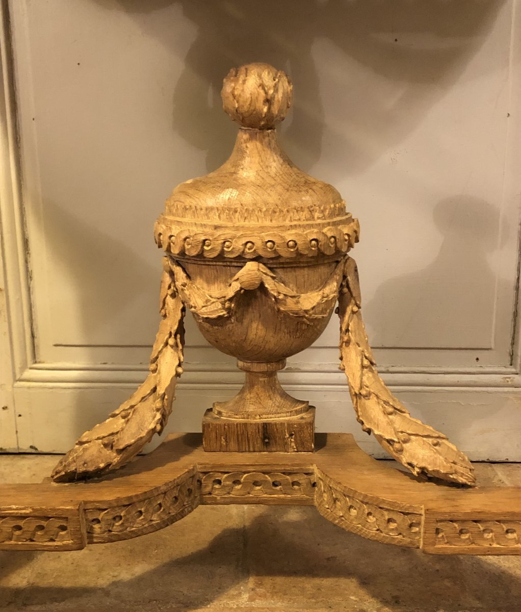 Console louis XVI en chêne sculpté et marbre rouge royal XVIII° siècle-photo-7