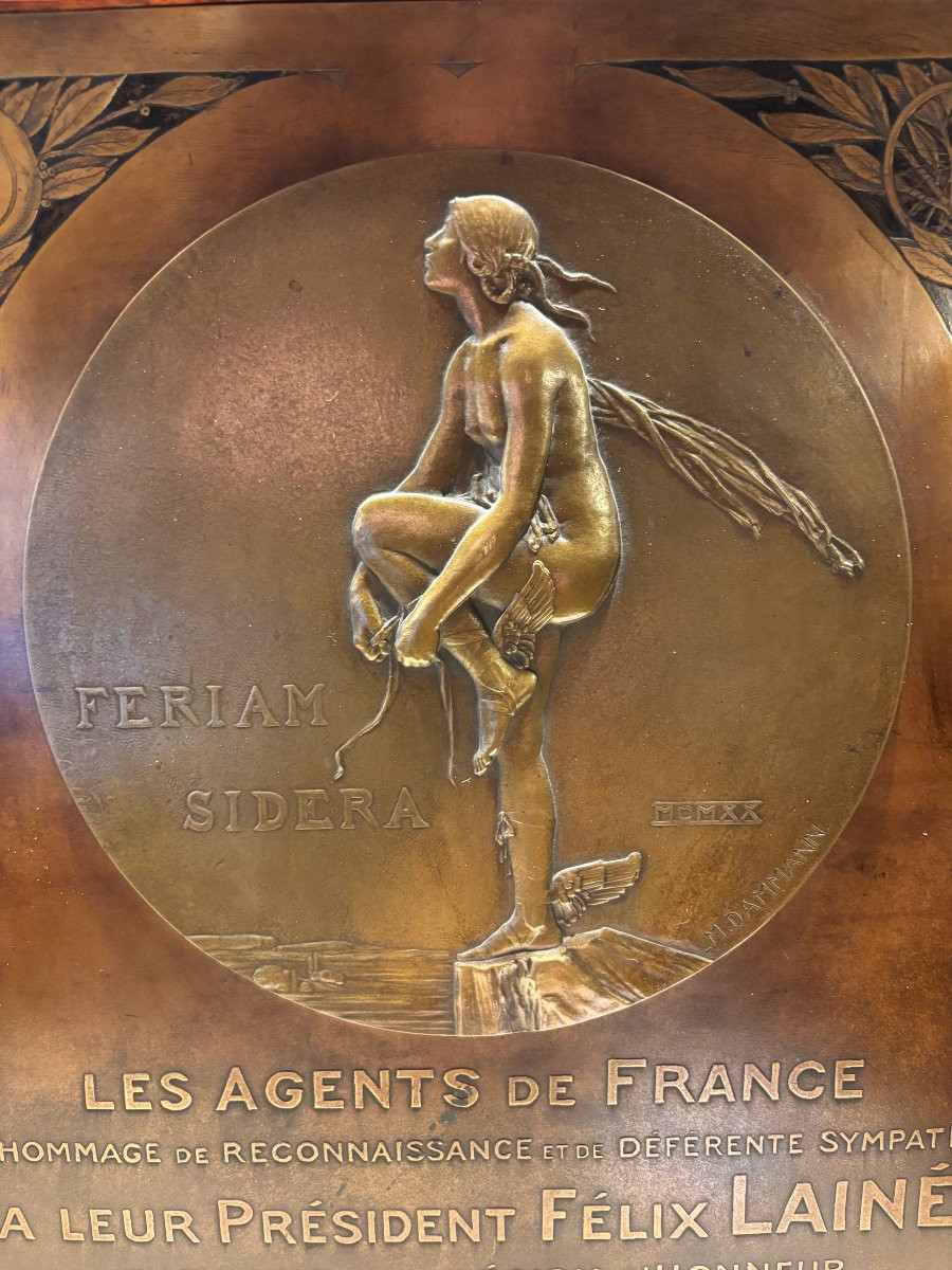 "Feriam sidera" d'après Dammann bronze commémoratif 1925 -photo-2