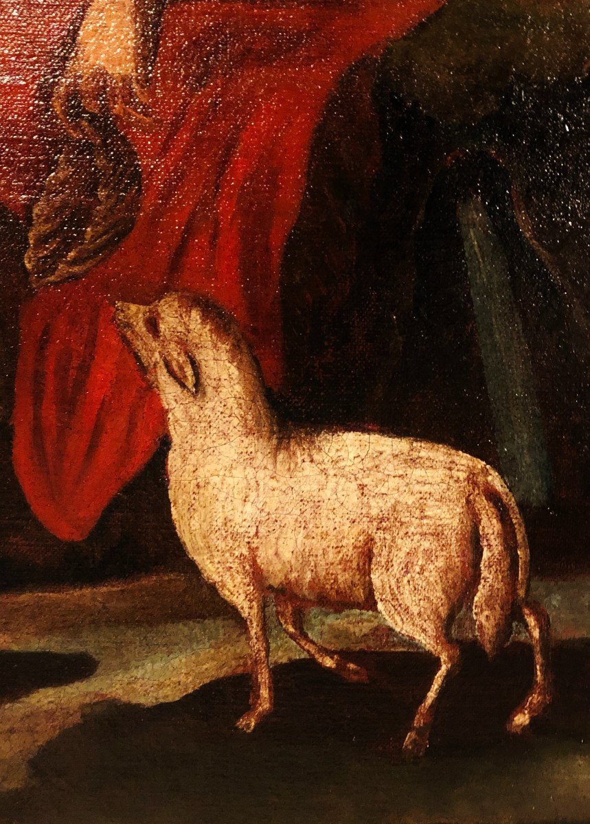 Oil On Canvas "saint Jean Baptiste"  XVII° Century-photo-3
