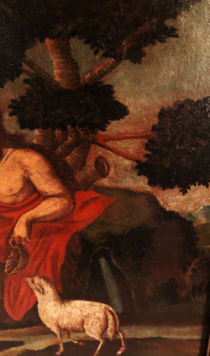 Oil On Canvas "saint Jean Baptiste"  XVII° Century-photo-1