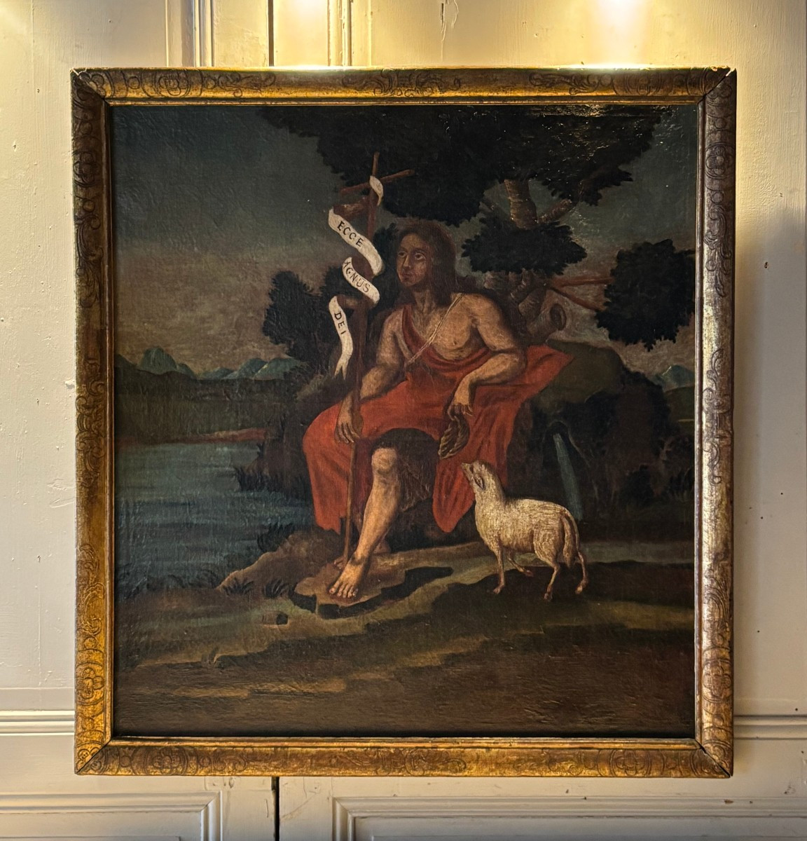 Oil On Canvas "saint Jean Baptiste"  XVII° Century