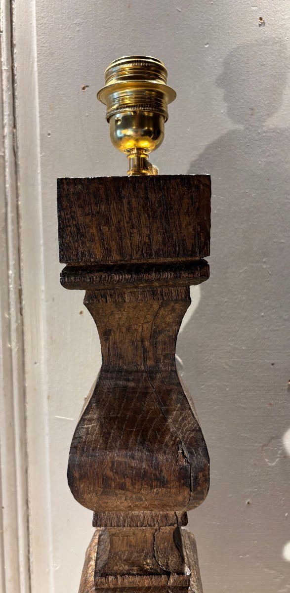 Lampe balustre en chêne Louis XIV XVII° siècle -photo-3