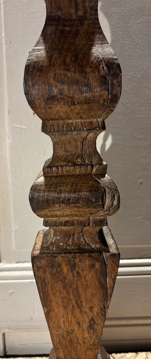 Lampe balustre en chêne Louis XIV XVII° siècle -photo-4