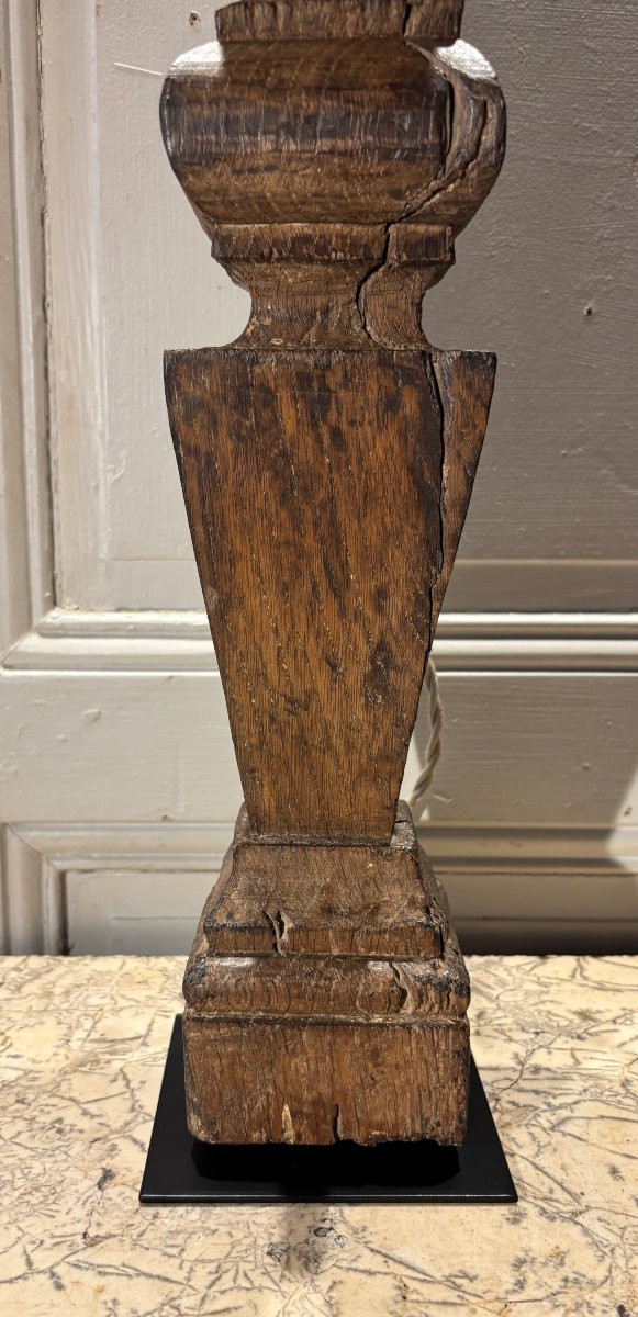 Lampe balustre en chêne Louis XIV XVII° siècle -photo-1
