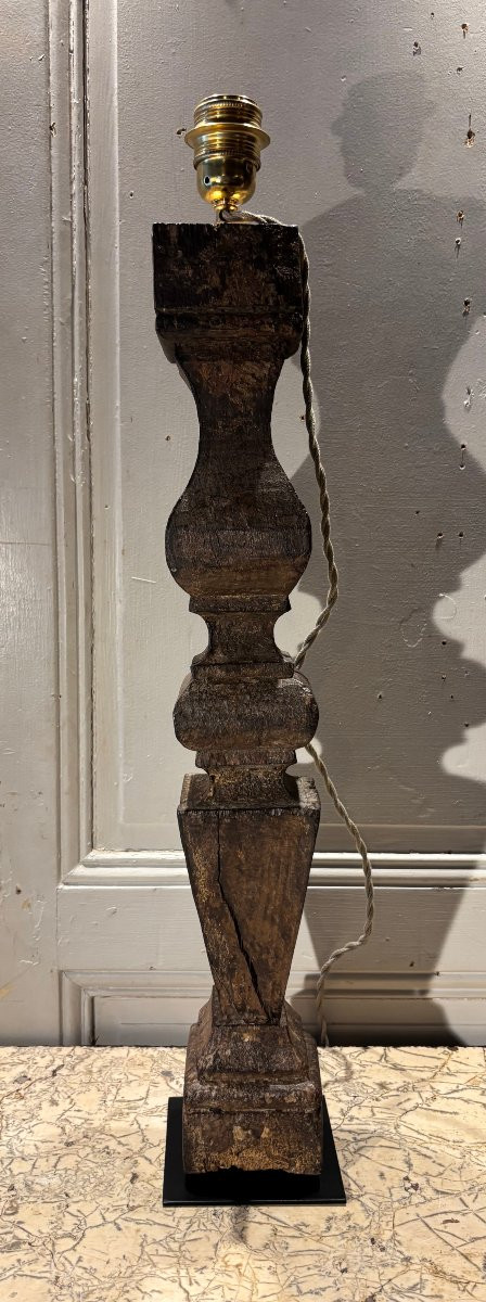 Lampe balustre en chêne Louis XIV XVII° siècle -photo-2