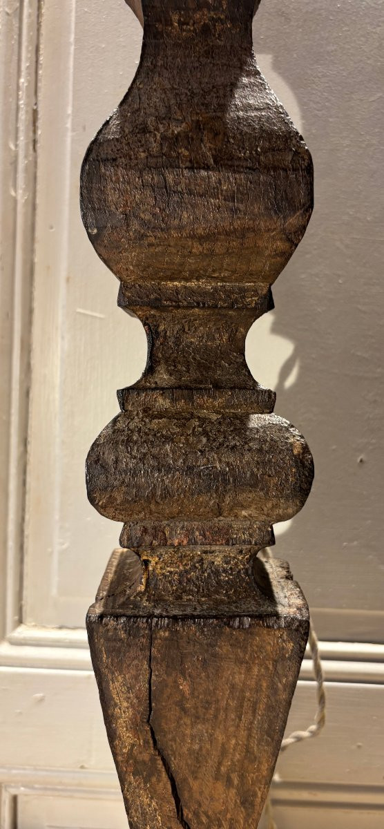 Lampe balustre en chêne Louis XIV XVII° siècle -photo-4