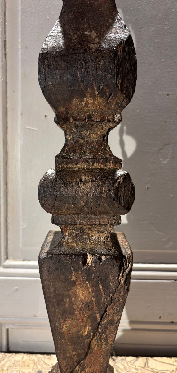 Lampe balustre en chêne Louis XIV XVII° siècle -photo-6