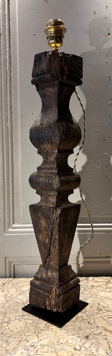 Lampe balustre en chêne Louis XIV XVII° siècle -photo-7