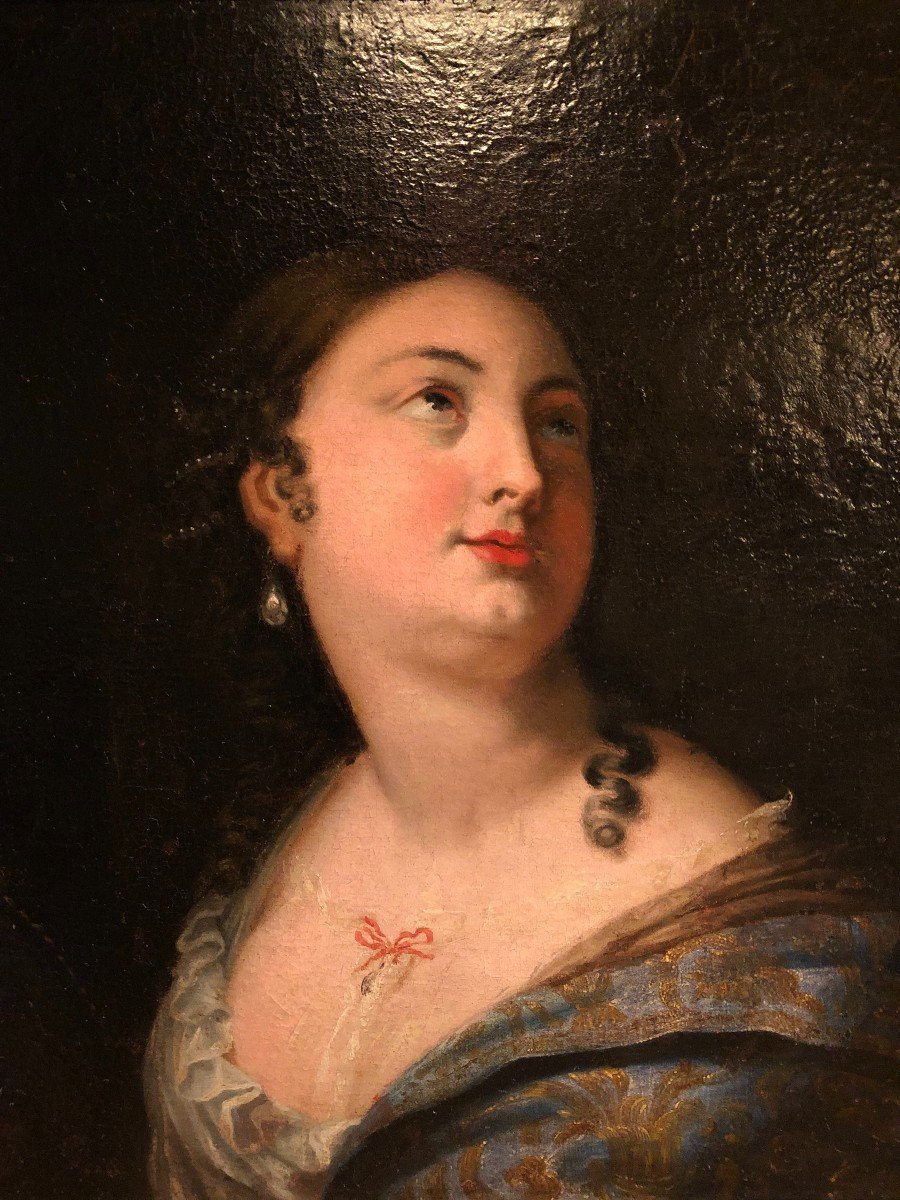 Flemish School "lady Of Quality With The Pearl" Around 1650 -photo-2