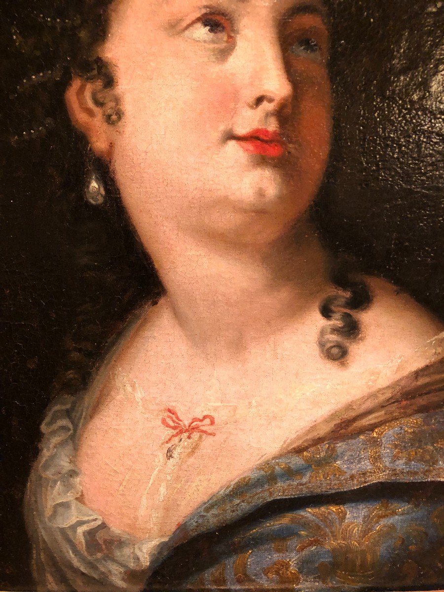Flemish School "lady Of Quality With The Pearl" Around 1650 -photo-4