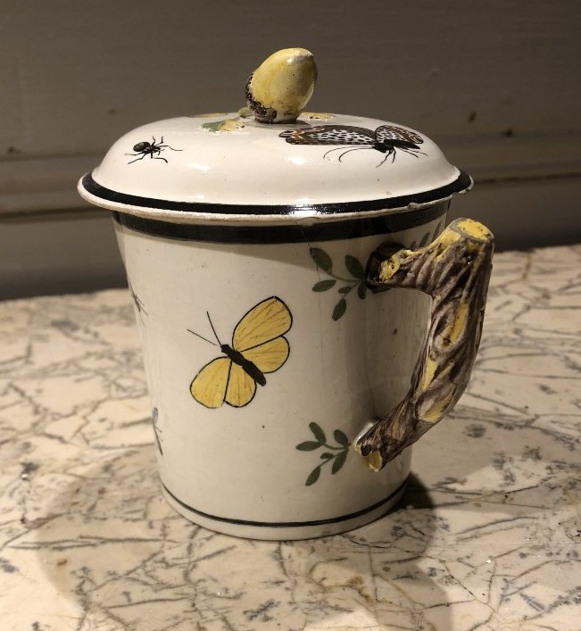 Louis XVI Directoire Fine Earthenware Naturalist Covered Mug-photo-2