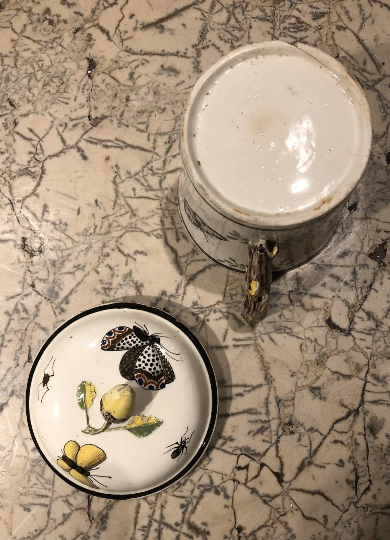 Louis XVI Directoire Fine Earthenware Naturalist Covered Mug-photo-6