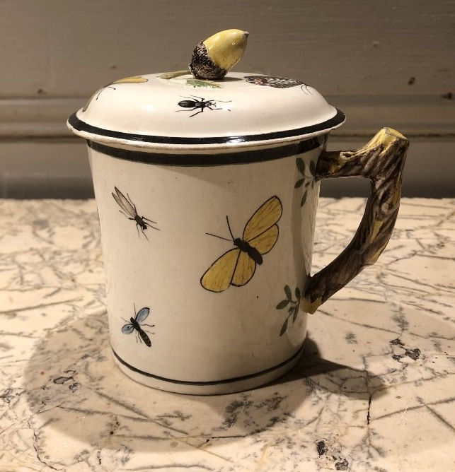 Louis XVI Directoire Fine Earthenware Naturalist Covered Mug