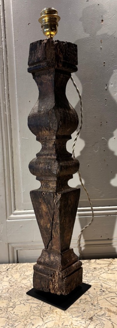 Louis XIV Oak Baluster Lamp 17th Century-photo-8