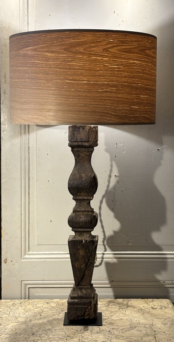 Louis XIV Oak Baluster Lamp 17th Century