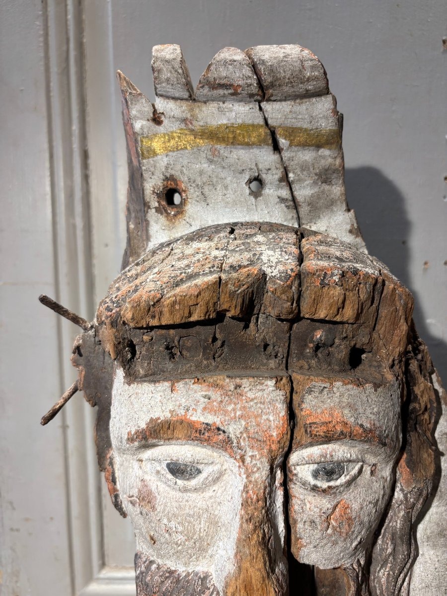 Head Of Christ With Outrages In Polychrome Wood Late 16th/early 17th Century-photo-3