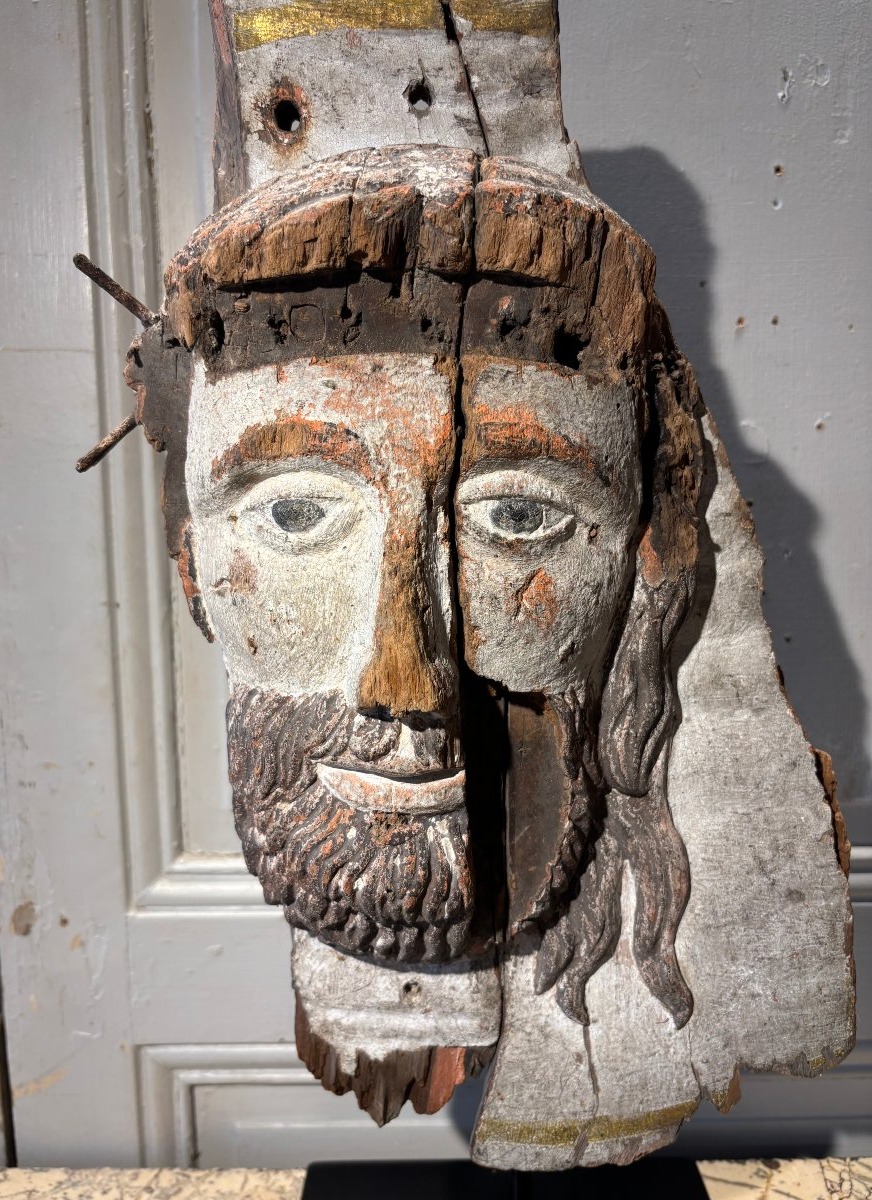 Head Of Christ With Outrages In Polychrome Wood Late 16th/early 17th Century-photo-4