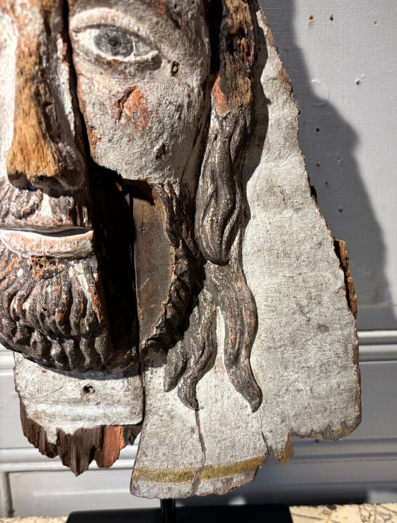 Head Of Christ With Outrages In Polychrome Wood Late 16th/early 17th Century-photo-1