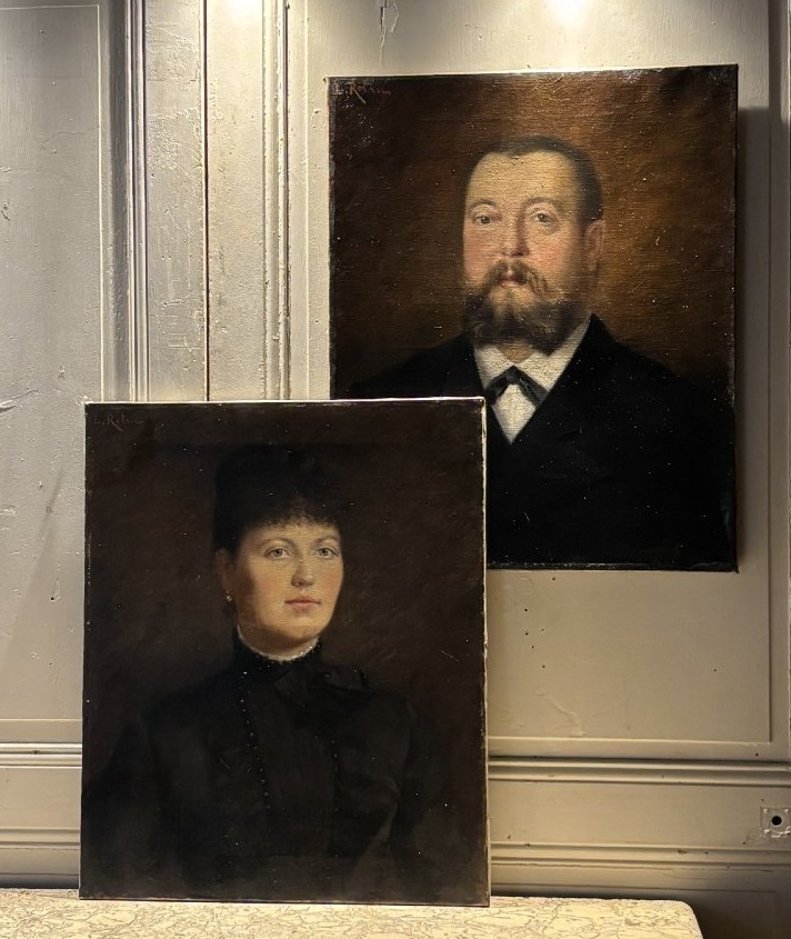 Louis Retru paire de portraits XIX° siècle Thiers Auvergne 