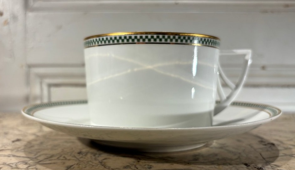 Set Of Six Art Deco Breakfast Cups Made Of Limoges Porcelain -photo-3