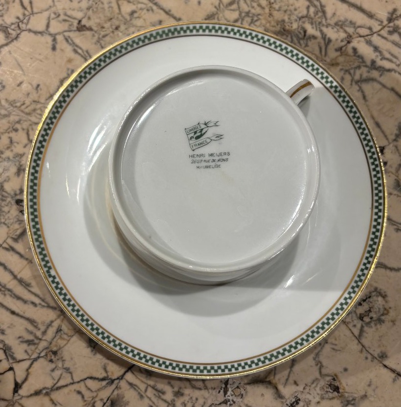Set Of Six Art Deco Breakfast Cups Made Of Limoges Porcelain -photo-3
