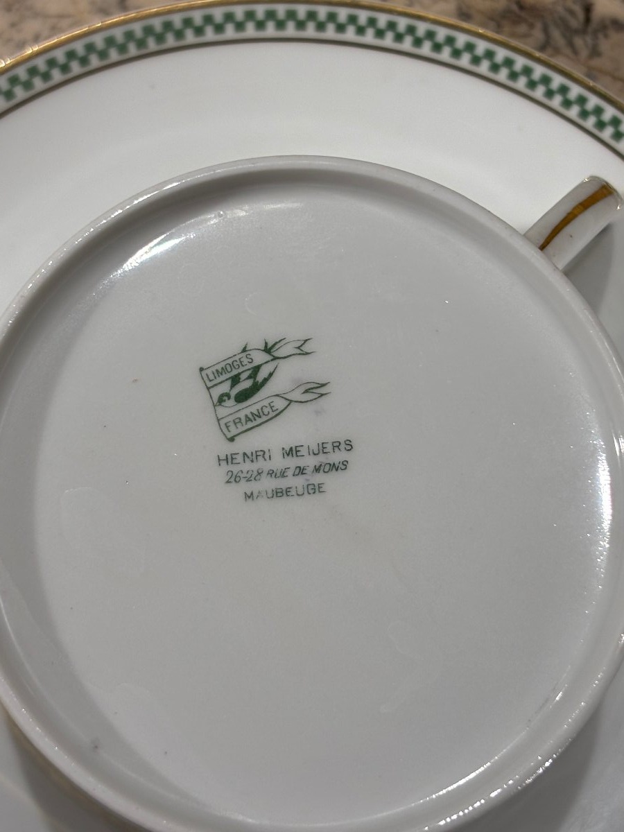 Set Of Six Art Deco Breakfast Cups Made Of Limoges Porcelain -photo-4