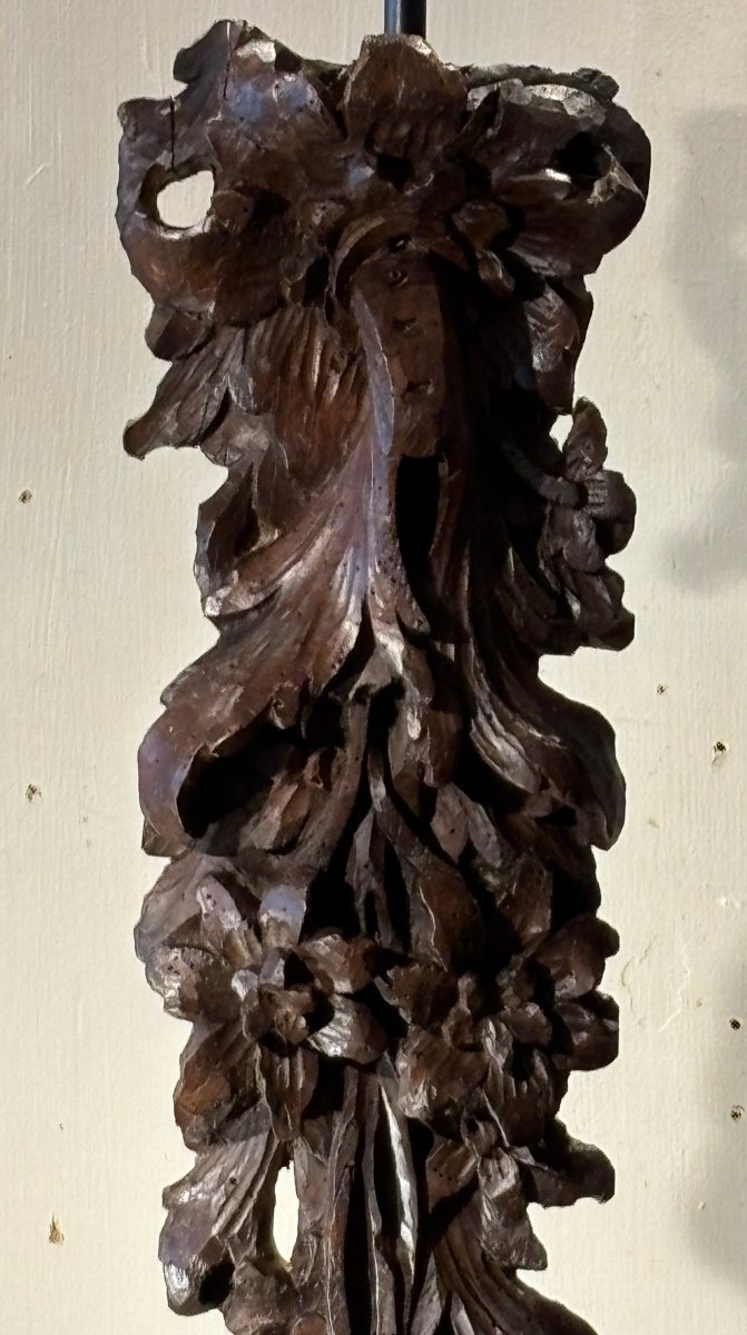 Grande lampe chute de fleurs et feuilles Régence XVIII° siècle -photo-4
