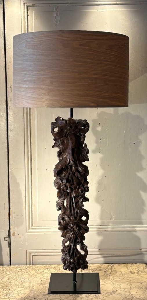 Grande lampe chute de fleurs et feuilles Régence XVIII° siècle 